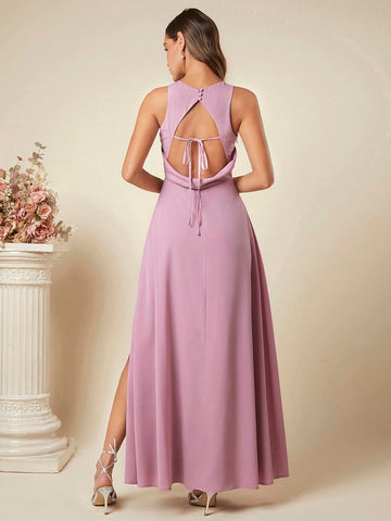 Belle Tie Backless Split Thigh Bridesmaid Dress