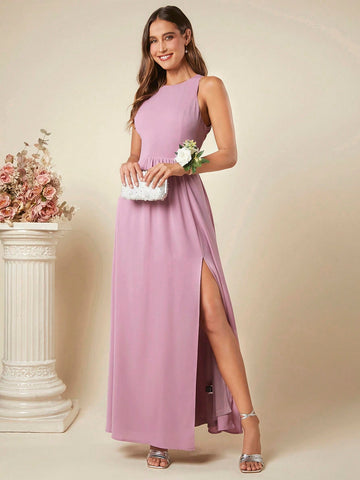 Belle Tie Backless Split Thigh Bridesmaid Dress