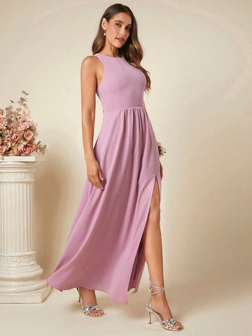Belle Tie Backless Split Thigh Bridesmaid Dress