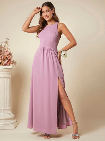 Belle Tie Backless Split Thigh Bridesmaid Dress