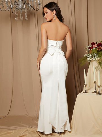 Tie Backless Tube Wedding Dress