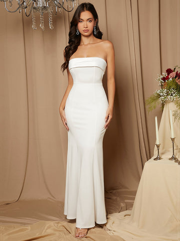 Tie Backless Tube Wedding Dress
