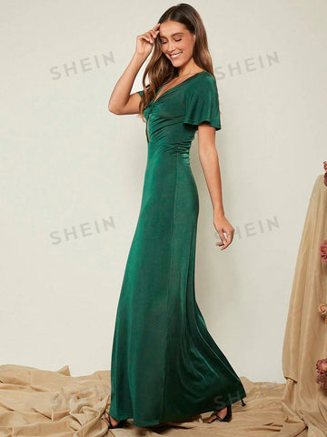 Twist Front Cut Out Butterfly Sleeve Dress