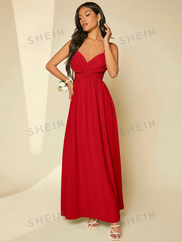 Twist Front Tie Backless Cami Bridesmaid Dress