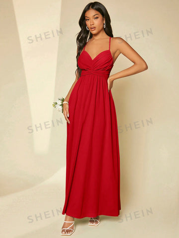 Twist Front Tie Backless Cami Bridesmaid Dress