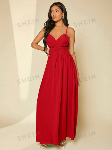 Twist Front Tie Backless Cami Bridesmaid Dress