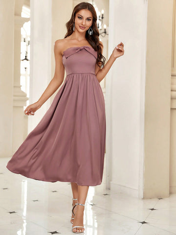 Belle Twist Front Tube Bridesmaid Dress