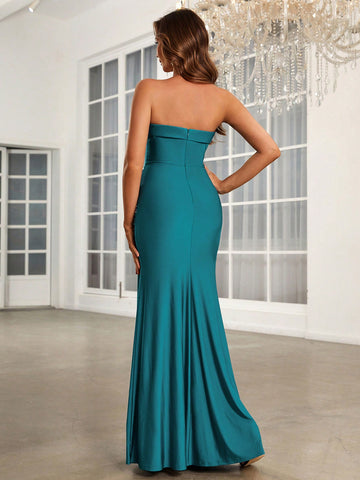 Twist Front Tube Bridesmaid Dress