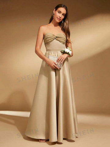 Twist Front Tube Formal Dress