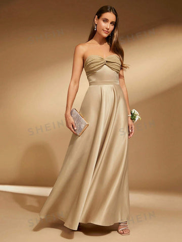 Twist Front Tube Formal Dress
