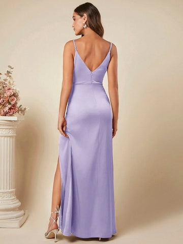 Women'S Wrap V-Neck Spaghetti Strap Dress