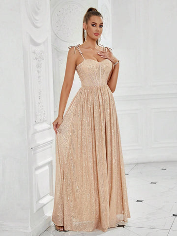 Women's A-Line Beaded Evening Party Dress