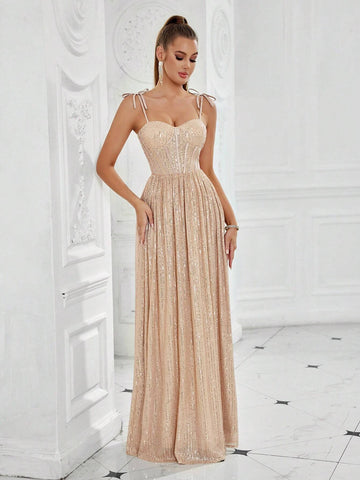Women's A-Line Beaded Evening Party Dress