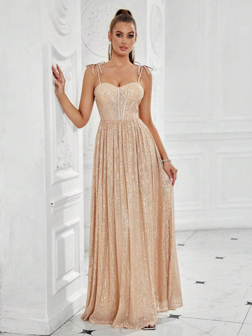 Women's A-Line Beaded Evening Party Dress