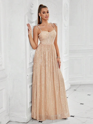 Women's A-Line Beaded Evening Party Dress
