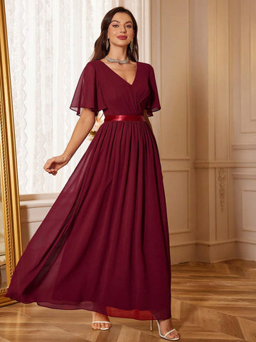Women's Elegant Chiffon Evening Party Formal Long Dress
