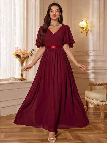 Women's Elegant Chiffon Evening Party Formal Long Dress