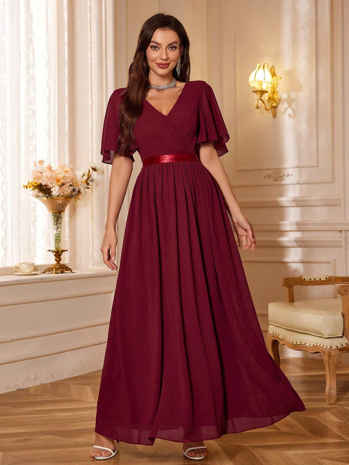 Women's Elegant Chiffon Evening Party Formal Long Dress