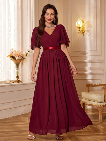 Women's Elegant Chiffon Evening Party Formal Long Dress