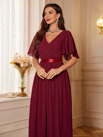 Women's Elegant Chiffon Evening Party Formal Long Dress