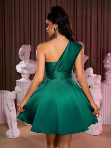 Women's Elegant Luxurious Glittering Royal Blue Jacquard Deep V-Neck Lantern Sleeve Flare Gown, Suitable For Party, Ball, Date Occasion, Formal Cocktail Dress