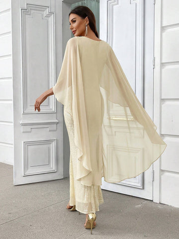 Women's Glitter Shawl Personality Elegant Ball Gown Dress