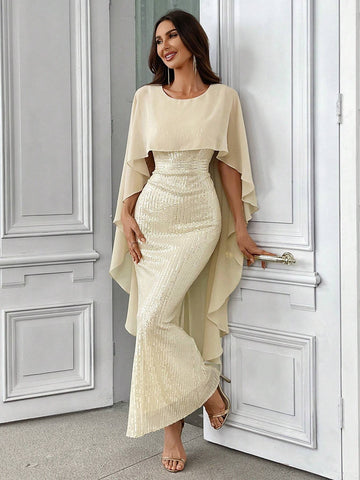 Women's Glitter Shawl Personality Elegant Ball Gown Dress