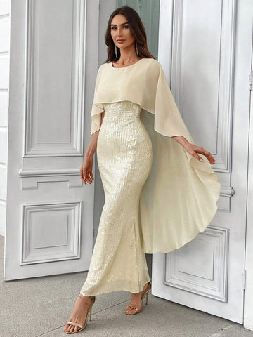 Women's Glitter Shawl Personality Elegant Ball Gown Dress