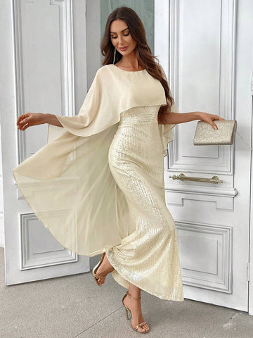 Women's Glitter Shawl Personality Elegant Ball Gown Dress