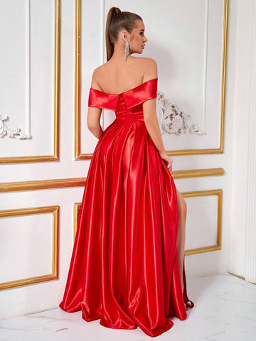 Women's Off Shoulder A-Line Evening Party Ball Gown Dress