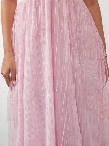 Women's Romantic & Elegant Pink Featuring Shiny Fabric V-Neck Short-Sleeved Multi-Layer Stitching Line Style Design Pleated Sleeves And Irregular Hem For Party Cocktail Dress Short Homecoming Dresses