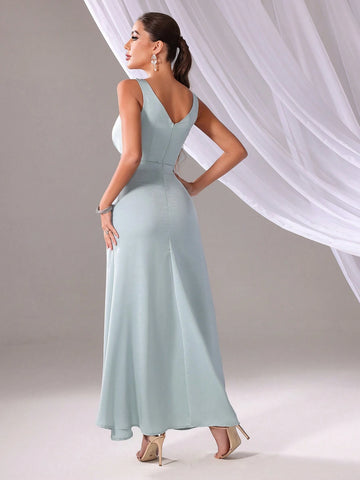 Women's Solid Color Simple Daily Bridesmaid Dress (Adult)