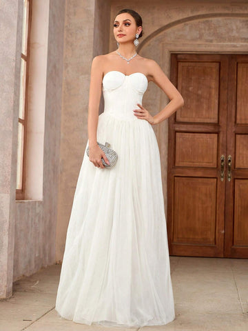 Women's Solid Color Simple Daily Strapless Dress