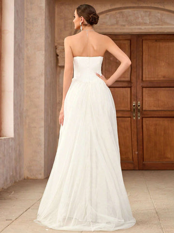 Women's Solid Color Simple Daily Strapless Dress