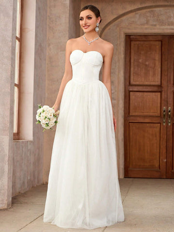 Women's Solid Color Simple Daily Strapless Dress