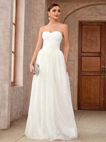 Women's Solid Color Simple Daily Strapless Dress