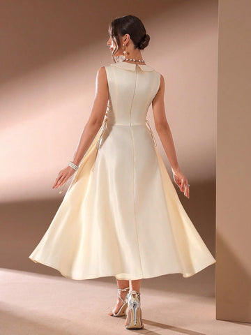 Women's Solid Color V-Neck Side Slit Bandage Long Elegant Party Dress (Heavy Duty Version)