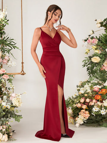 Wrap Hem Maxi Cami Bridesmaid Dress