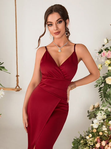Wrap Hem Maxi Cami Bridesmaid Dress