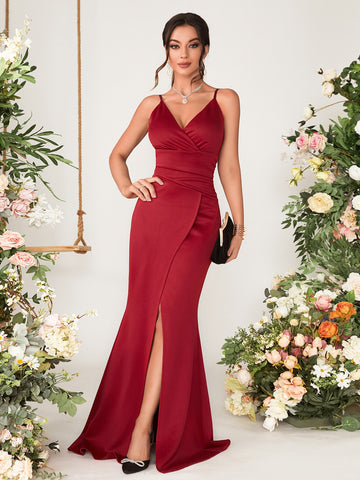 Wrap Hem Maxi Cami Bridesmaid Dress