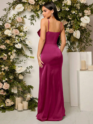 Wrap V-Neck Sleeveless Bridesmaid Formal Dress