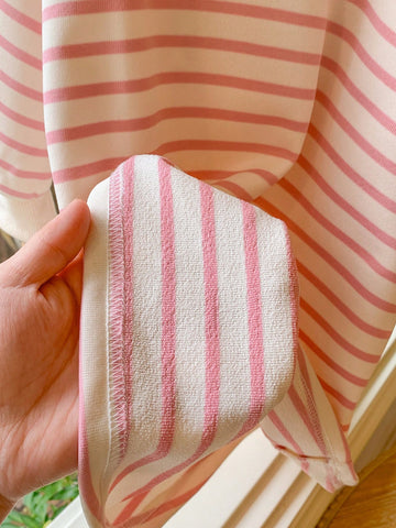 Blossori Young Girls' French Elegant Pink Knit Striped Loose Turtleneck Dress, Autumn/Winter