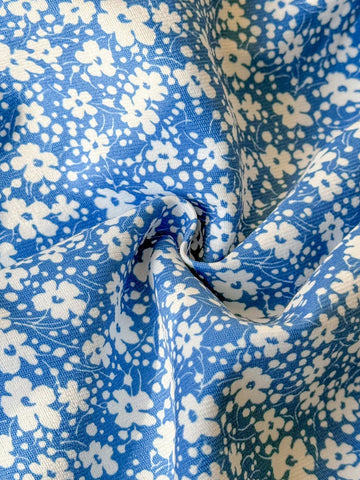 Blossori Young Girls' Spring/Summer Elegant Blue Solid Embroidered Woven Peter Pan Collar Dress