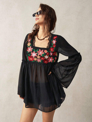 BohoFeels Embroidered Decoration Women's Vacation Shirt