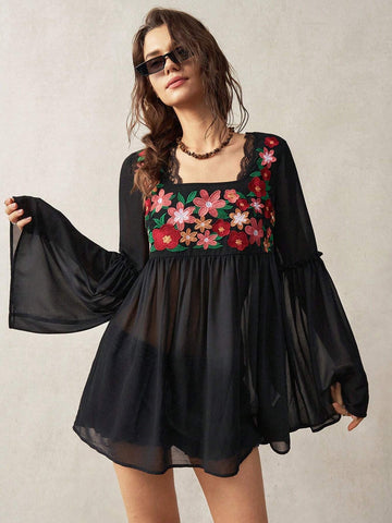 BohoFeels Embroidered Decoration Women's Vacation Shirt