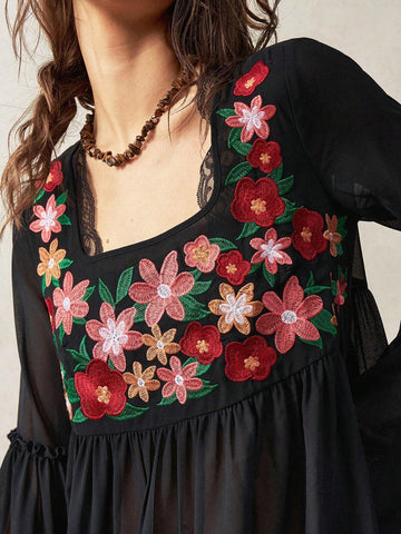 BohoFeels Embroidered Decoration Women's Vacation Shirt