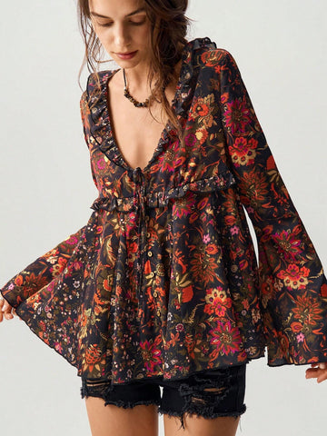 BohoFeels Floral Print Women Vacation Shirt