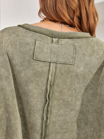 BohoFeels Summer Stitching Detail Drop Shoulder T-Shirt