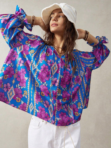 BohoFeels Vacation Floral Printed Women's Shirt In Multiple Colors