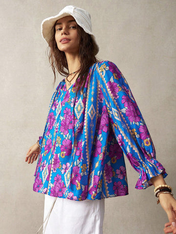 BohoFeels Vacation Floral Printed Women's Shirt In Multiple Colors